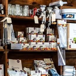 Fowlers food preserving jars, lids, clips and rings at Odgers and McClelland Exchange Stores, Nundle, NSW, Australia.