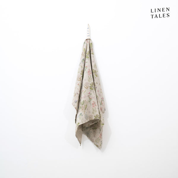 Linen tea towel, 40 x 65 cm, combining the drying and durability qualities of Lithuanian linen with stonewashed softness and appealing print and colour. Shown in Botany print. Handmade from 100% linen (165g) in Lithuania by Linen Tales.