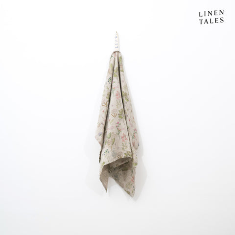 Linen tea towel, 40 x 65 cm, combining the drying and durability qualities of Lithuanian linen with stonewashed softness and appealing print and colour. Shown in Botany print. Handmade from 100% linen (165g) in Lithuania by Linen Tales.