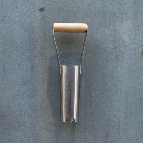 Bulb Planter, timber and stainless steel