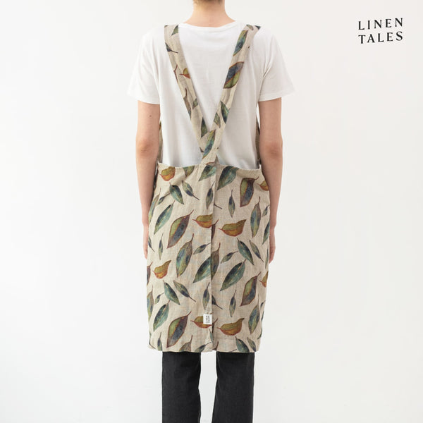APRON, CROSSBACK, LINEN, GOLDEN FALL ON NATURAL PRINT