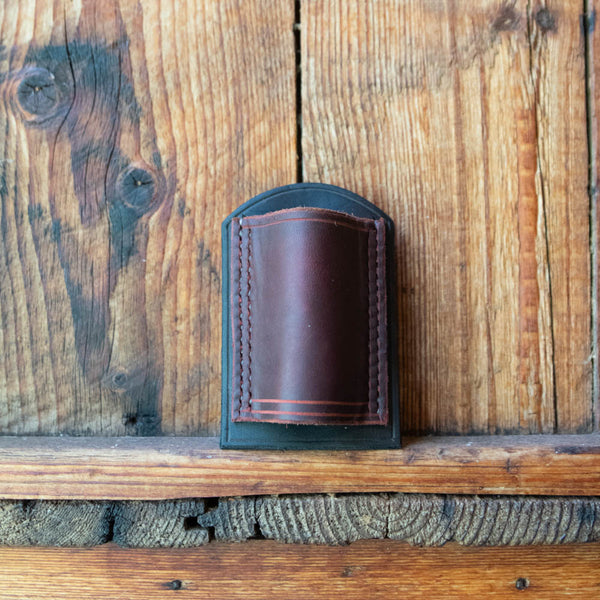 Leather Knife Pouch, Dark Brown with straight base edge, Handmade at Nundle by Thabo Alberts