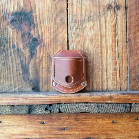 Leather Knife Pouch, Tan, 90 x 75 mm, Handmade at Nundle by Thabo Alberts