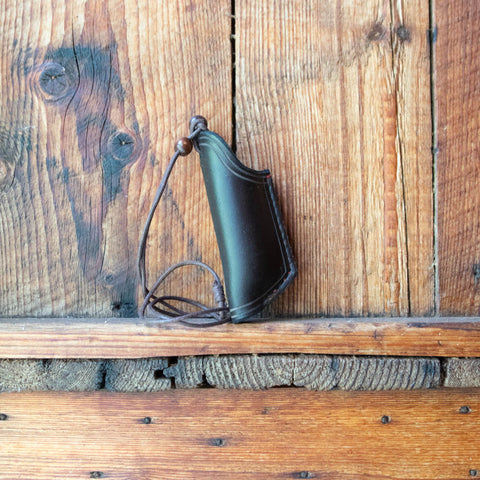 Leather Knife Pouch, worn around neck, dark brown, handmade at Nundle by Thabo Alberts