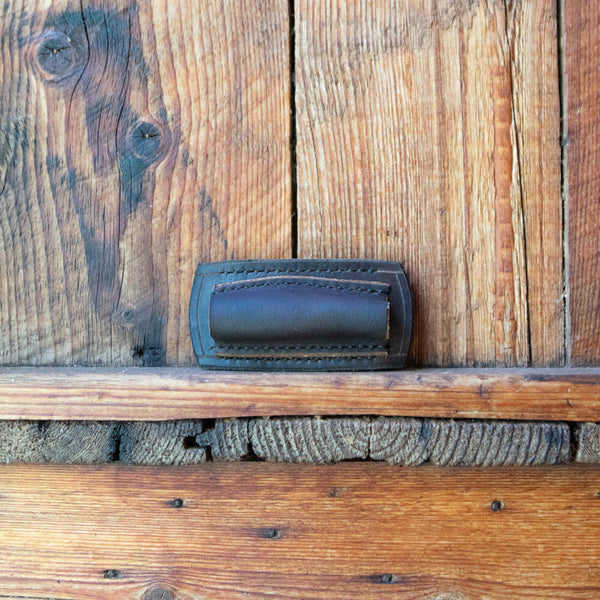 Leather Stockman Knife Pouch, sidemount, dark brown, Handmade at Nundle by Thabo Alberts