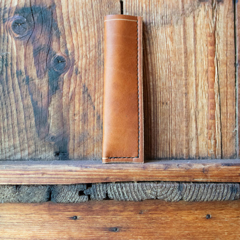 Leather skillet handle sleeve, tan, large, handmade at Nundle by Thabo Alberts