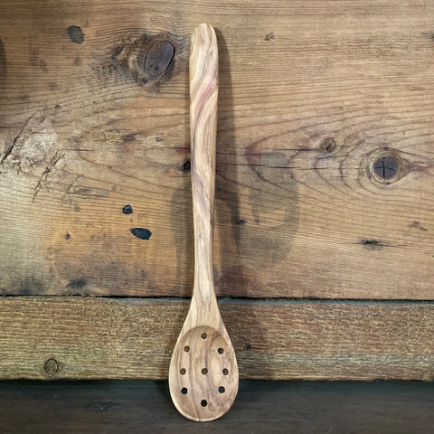 Pickle Spoon, Olive Wood, Perforated