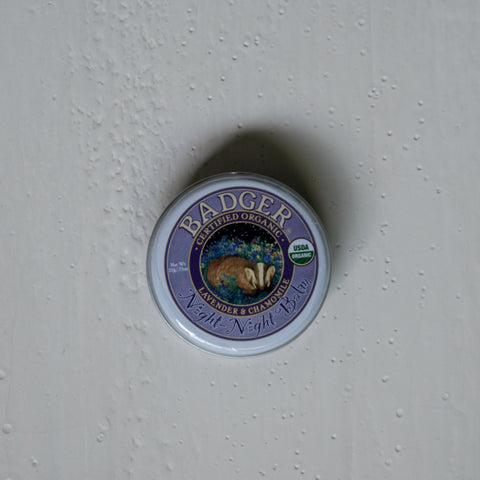 Badger Balm Night Night Balm is the sweet dream balm for kids. Dab a little under the nose or use nightly for a calming massage.
