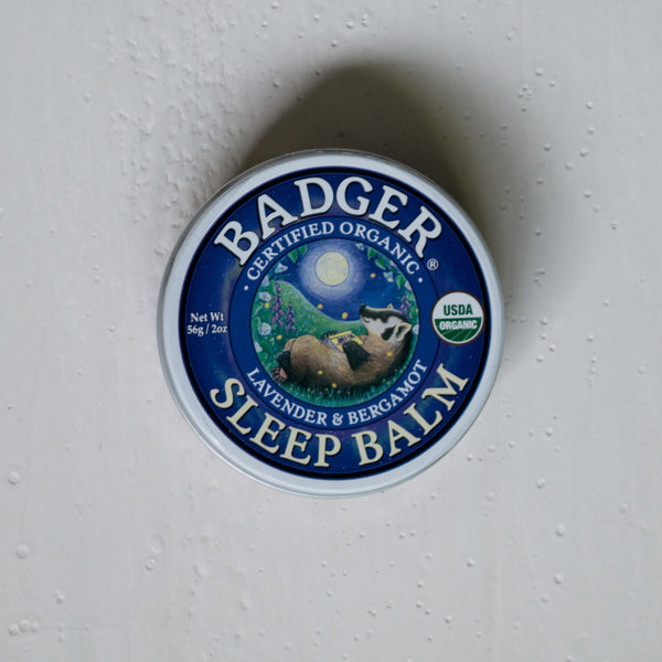 Rub Badger Sleep Balm on temples, face, neck or lips to encourage soothing rest.