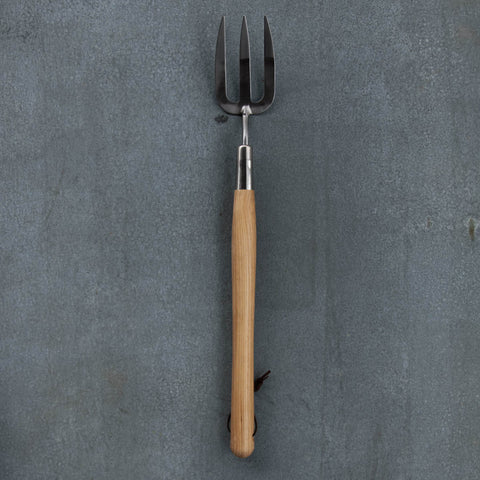 Stainless Steel Border Hand Fork for extended reach when planting, weeding, and cultivating in raised beds and deep garden borders.