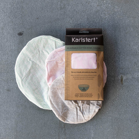 Super handy bowl covers by Karlstert offering an alternative to cling wrap, perfect for covering left overs, produce and proving dough.