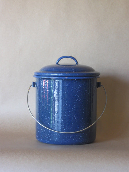 Falcon enamel billy, 1 litre, blue with white speckle.