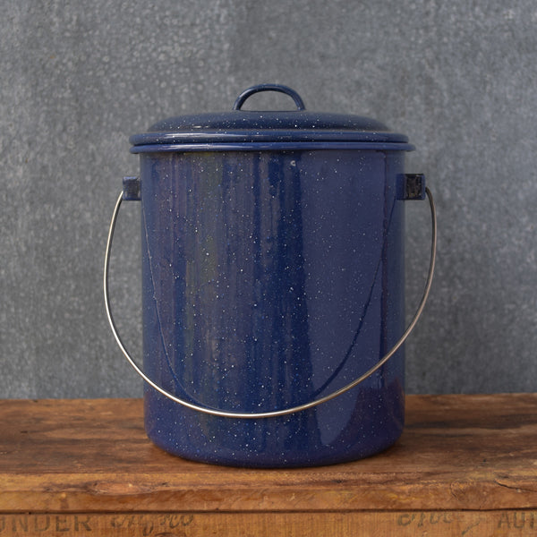 Falcon enamel billy, 3 litres, blue with white speckle.