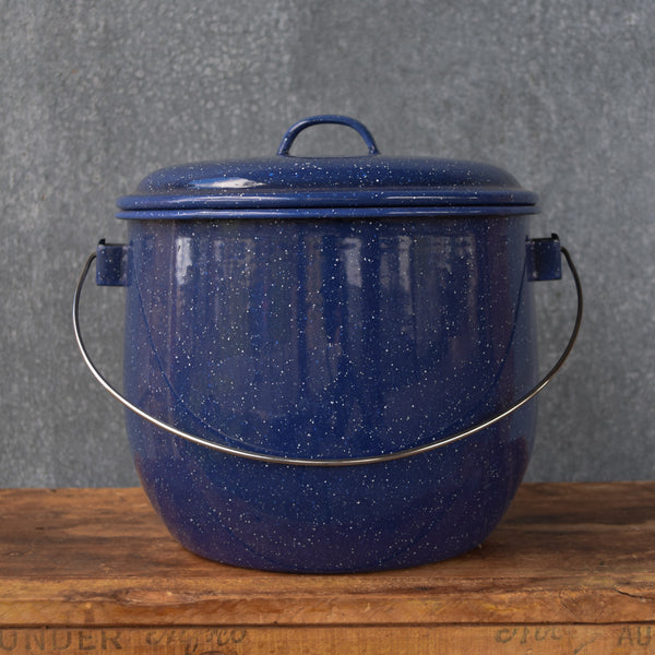 Falcon enamel billy, 4 litres, blue with white speckle.