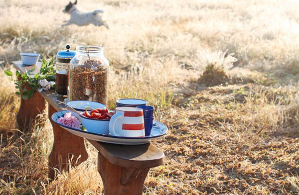 A Falcon enamel cereal bowl in Falcon's traditional ice white and cobalt blue. Too useful to keep just for breakfast, bring it out of the cupboard for lunch and dinner too.