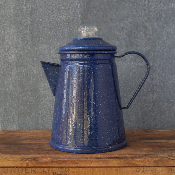 Smell your favourite espresso coffee brewing in a traditional Falcon enamel coffee percolator.