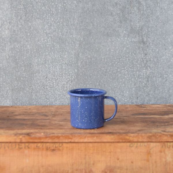 Reminiscent of camping holidays and Australian shearers' mess halls, the Falcon enamel mug in blue with a white speckle is available in four sizes, 125ml, 350ml, 500ml and 750ml.