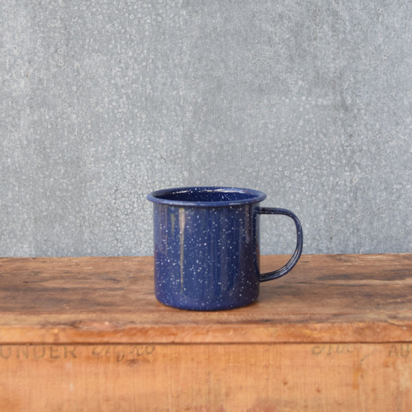 Reminiscent of camping holidays and Australian shearers' mess halls, the Falcon enamel mug in blue with a white speckle is available in four sizes, 125ml, 350ml, 500ml and 750ml.