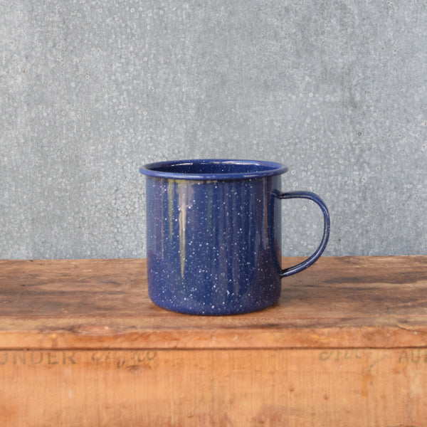 Reminiscent of camping holidays and Australian shearers' mess halls, the Falcon enamel mug in blue with a white speckle is available in four sizes, 125ml, 350ml, 500ml and 750ml.