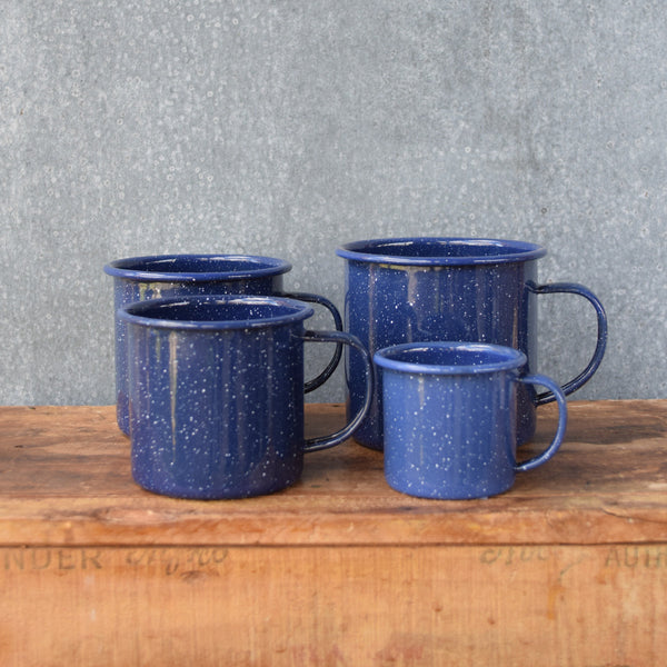 Reminiscent of camping holidays and Australian shearers' mess halls, the Falcon enamel mug in blue with a white speckle is available in four sizes, 125ml, 350ml, 500ml and 750ml.