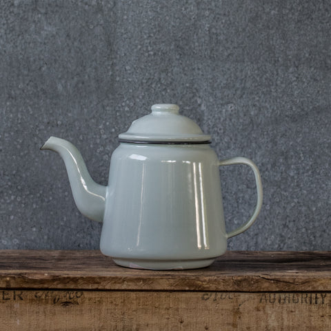 Falcon enamel teapot 900ml, duck egg with grey rim..