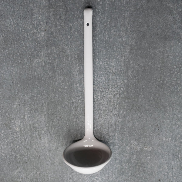 We're so excited to have Falcon enamel soup ladles in stock. The enamel ladle is one of the products we are most asked for. It completes the presentation of a dish to be able to ladle soup from an enamel ladle.