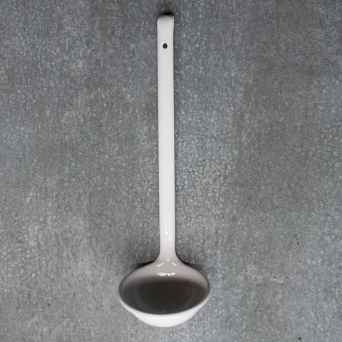 We're so excited to have Falcon enamel soup ladles in stock. The enamel ladle is one of the products we are most asked for. It completes the presentation of a dish to be able to ladle soup from an enamel ladle.