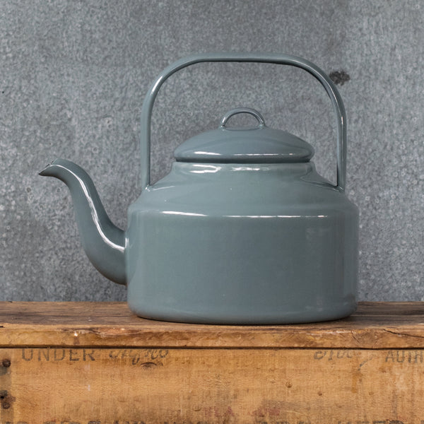 A Falcon enamel tea kettle, in a good family sized 2 litres, for when you have a gathering or need ample hot water (good for blackouts). Available in white with blue rim, duck egg with grey rim, solid grey, and black or blue with white speckle.