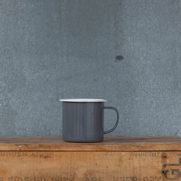 Falcon Enamel Mug, 500ml deluxe two-tone grey and white