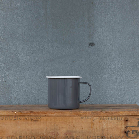 Falcon Enamel Mug, 500ml deluxe two-tone grey and white