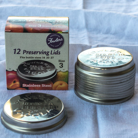 Stainless steel lids provide a longer life alternative and should be used for high acid preserves, including pineapple and pickles. 