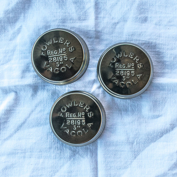 Stainless steel lids provide a longer life alternative and should be used for high acid preserves, including pineapple and pickles. 