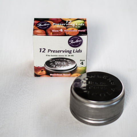 Stainless steel lids provide a longer life alternative and should be used for high acid preserves, including pineapple and pickles. 