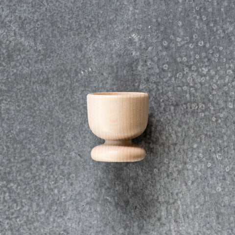 A simple, timber egg cup, made from FSC beechwood. Internal diameter 4cm, height 5cm. 