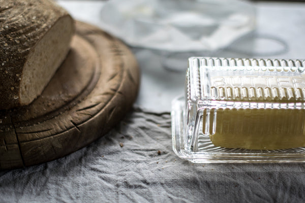 Butter really does taste better, and so much more attractive and easy to use served in a glass butter dish. Vintage styling gives this glass butter dish, with glass base and lid, retro appeal.