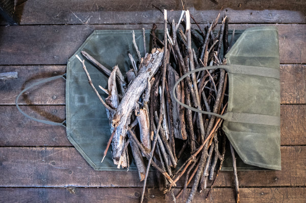 Log carrier, waxed canvas