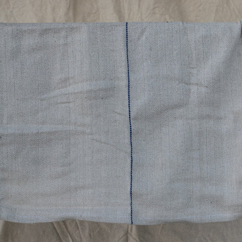 A quality, heavy cotton oven cloth, with a thin blue centre stripe, to keep at hand in the kitchen. Hang it on the oven door or over your shoulder as a hand wipe, or to insulate hands against hot pots and pans. 