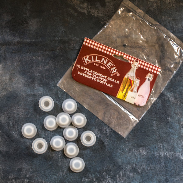 Use Kilner replacement seals for cliptop preserving bottles. Suitable for 0.25L, 0.5L, and 1L Kilner cliptop bottles. Replacement recommended after using highly acidic produce.
