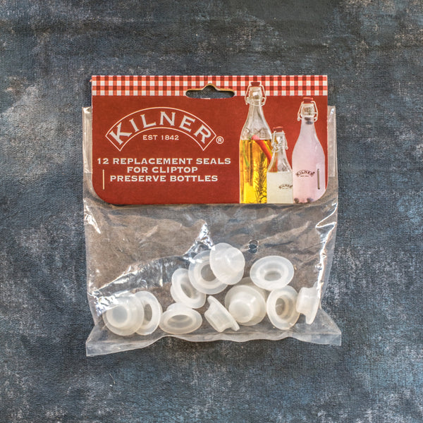 Use Kilner replacement seals for cliptop preserving bottles. Suitable for 0.25L, 0.5L, and 1L Kilner cliptop bottles. Replacement recommended after using highly acidic produce.