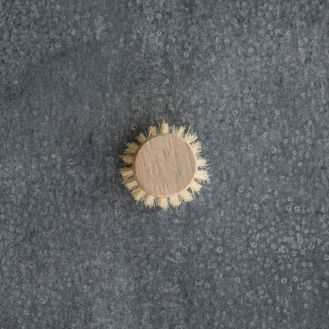 A timber and natural bristle replacement head for the natural bristle dish brush. 