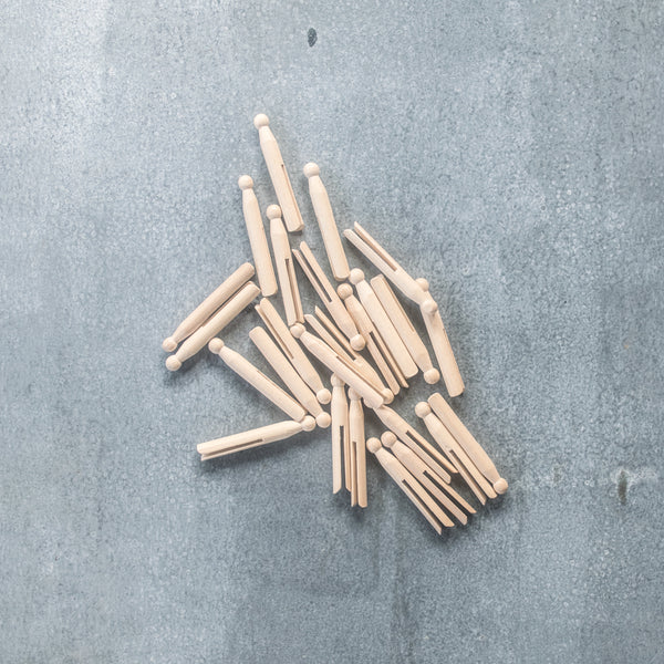 Redecker old fashioned wooden clothes pegs (dolly pegs) are still useful for line drying clothes in the sun, and offer a sustainable plastic alternative. They are also popular for craft projects, making dolls or Christmas decorations.