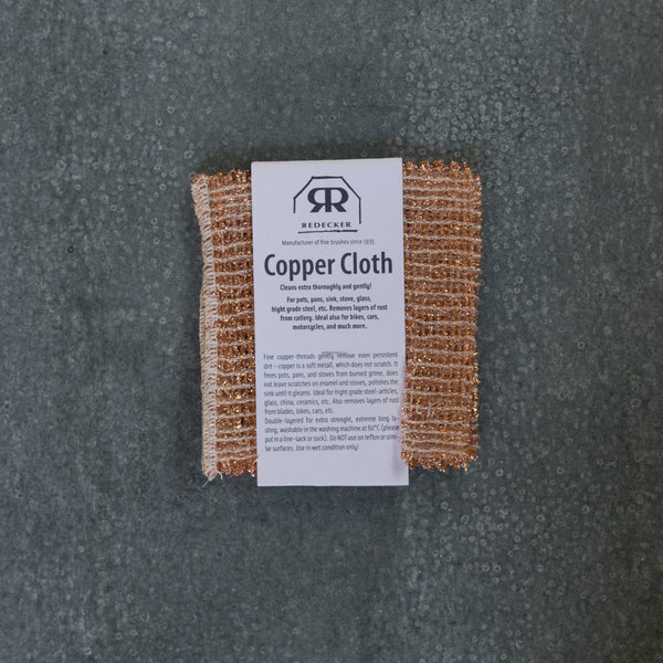 The Redecker copper cloth cleans extra thoroughly and gently. Copper is a soft metal, which does not scratch. Perfect for cleaning Falcon enamelware, pots, pans, sink, stove, glass, and high grade steel. 