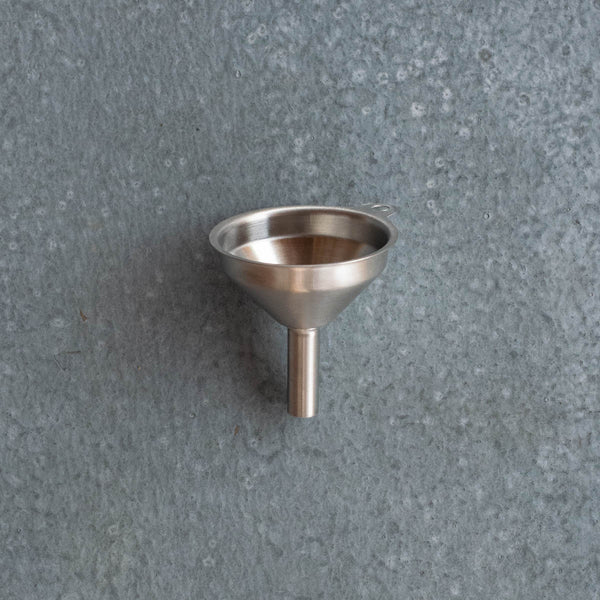 Use our stainless steel mini funnel for decanting bulk liquids into storage bottles. Good for oil, vinegar, alcohol and more.