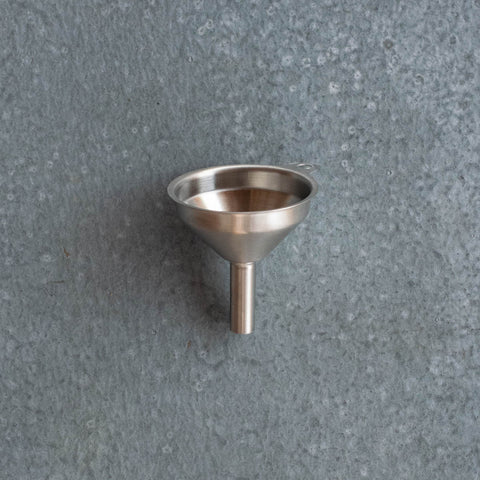 Use our stainless steel mini funnel for decanting bulk liquids into storage bottles. Good for oil, vinegar, alcohol and more.