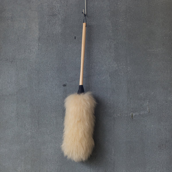 For lovers of natural fibres, a quality woollen duster, that picks up dust rather than flicking it into the air. Made in Australia from soft, fluffy premium NZ wool, timber handle and leather ferrule and hanging strap. Length 68cm.