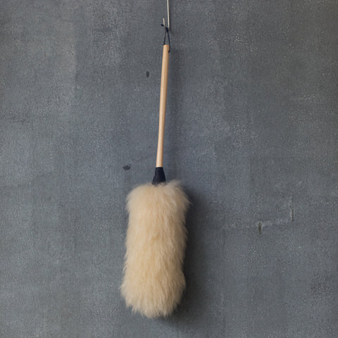 For lovers of natural fibres, a quality woollen duster, that picks up dust rather than flicking it into the air. Made in Australia from soft, fluffy premium NZ wool, timber handle and leather ferrule and hanging strap. Length 68cm.